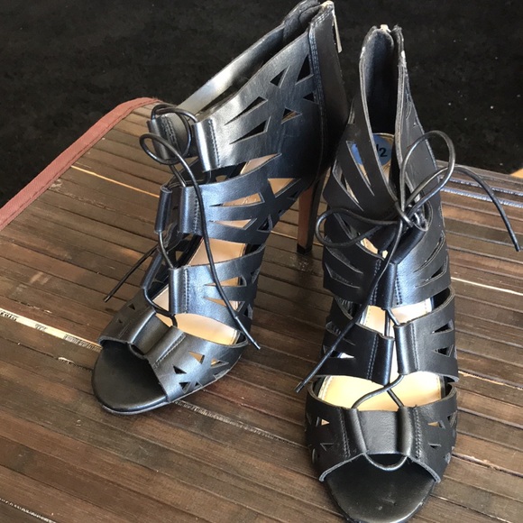 Jessica Simpson Shoes - {$15 BUNDLED} JESSICA SIMPSON Black Faux Leather Open Toe Heels